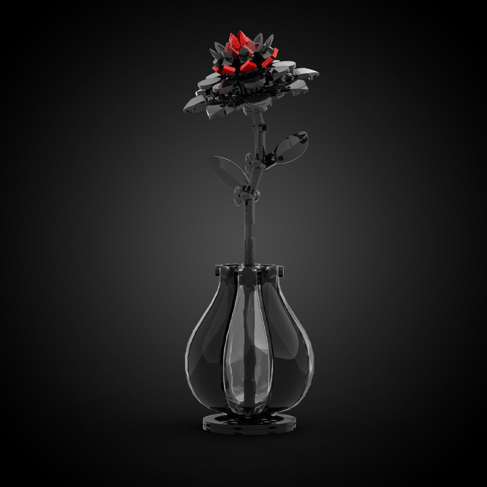 Red Dahlia Building Block Toy Creative Flower Table Décoration