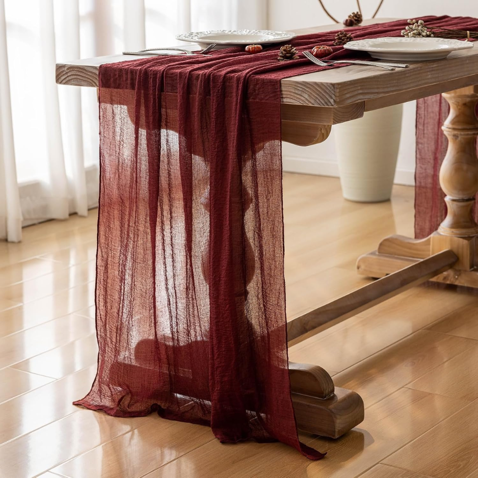 Décorations de Noël d'automne Burgundy Cheesewen Table Runner 120 pouces
