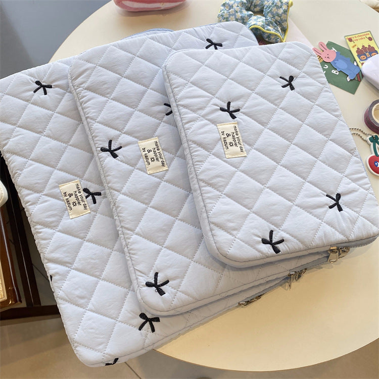 Mignon Rhombus Brodé Bow Notebook Sac de stockage