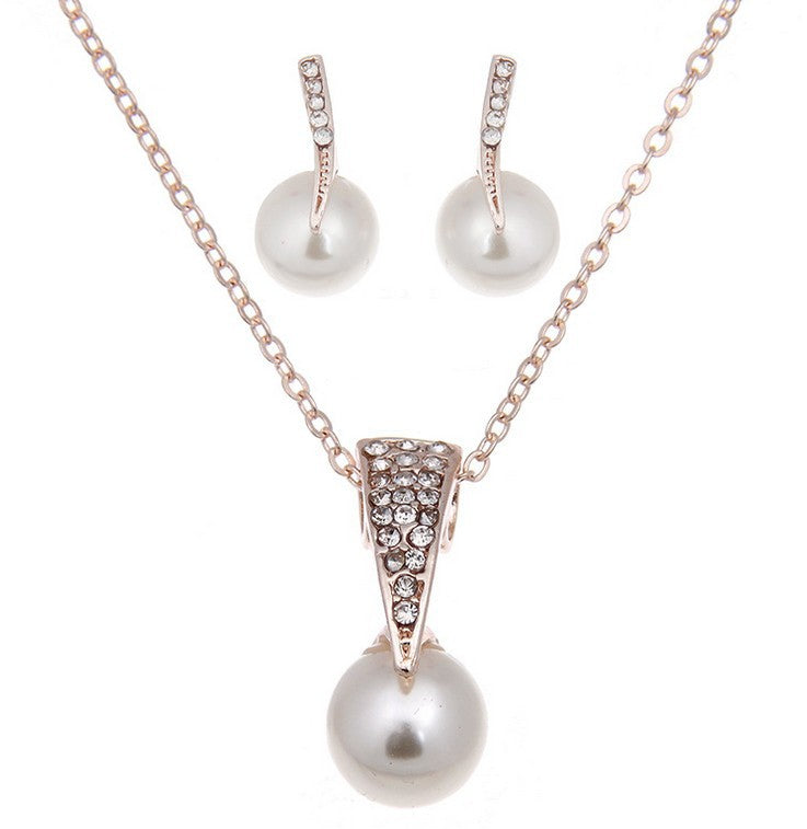 Mariée Strass Perle Boucles d'oreilles Collier Set Banquet Robe Bijoux