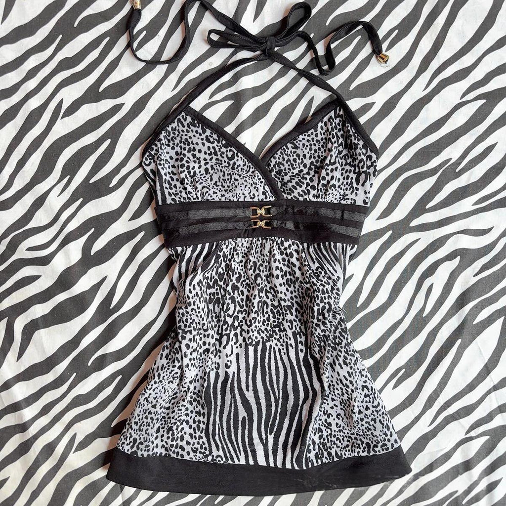 Style vacances Bohemian Imprimé Halter Tube Étanche Camisole à plat Top