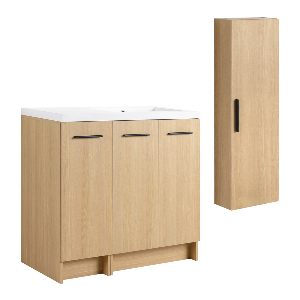 36" Vanité de salle de bain autonome avec armoire en tissu