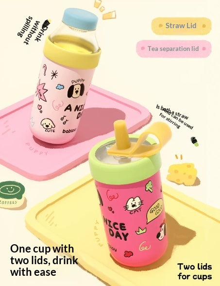 Coupe compacte en paille isolante pour les femmes - Mini bouteille d'eau élégante portative avec couvercle