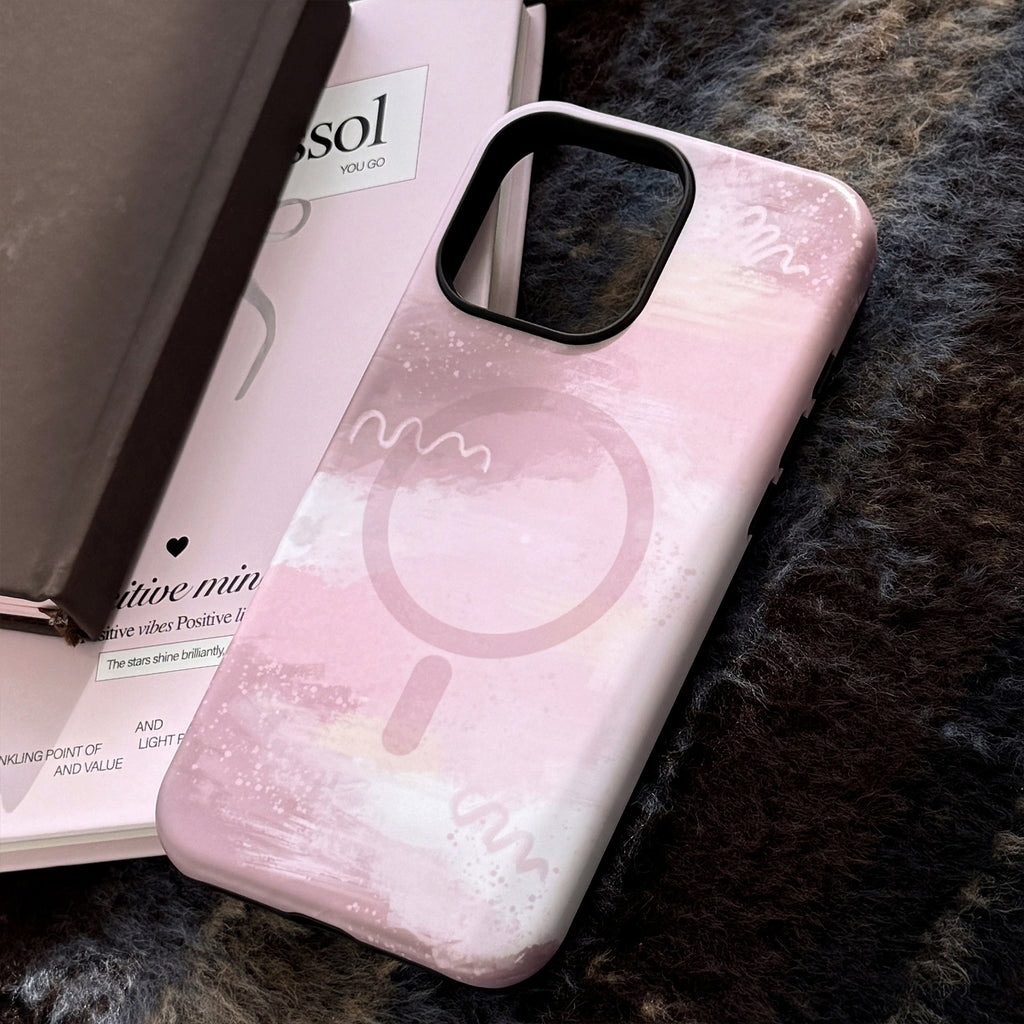 Magnetic Phone Case with Rose-Brown Progressive Design and Built-in Stand