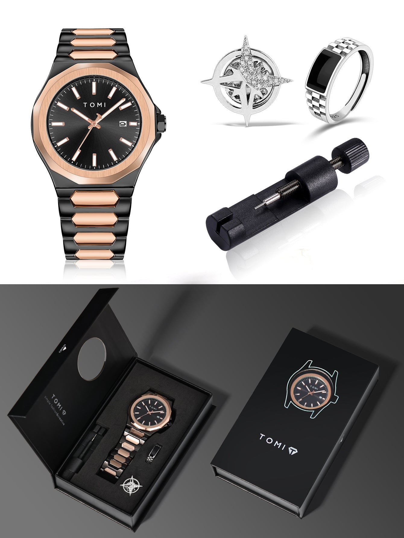 Ensemble de montres en acier classique pour hommes d'affaires