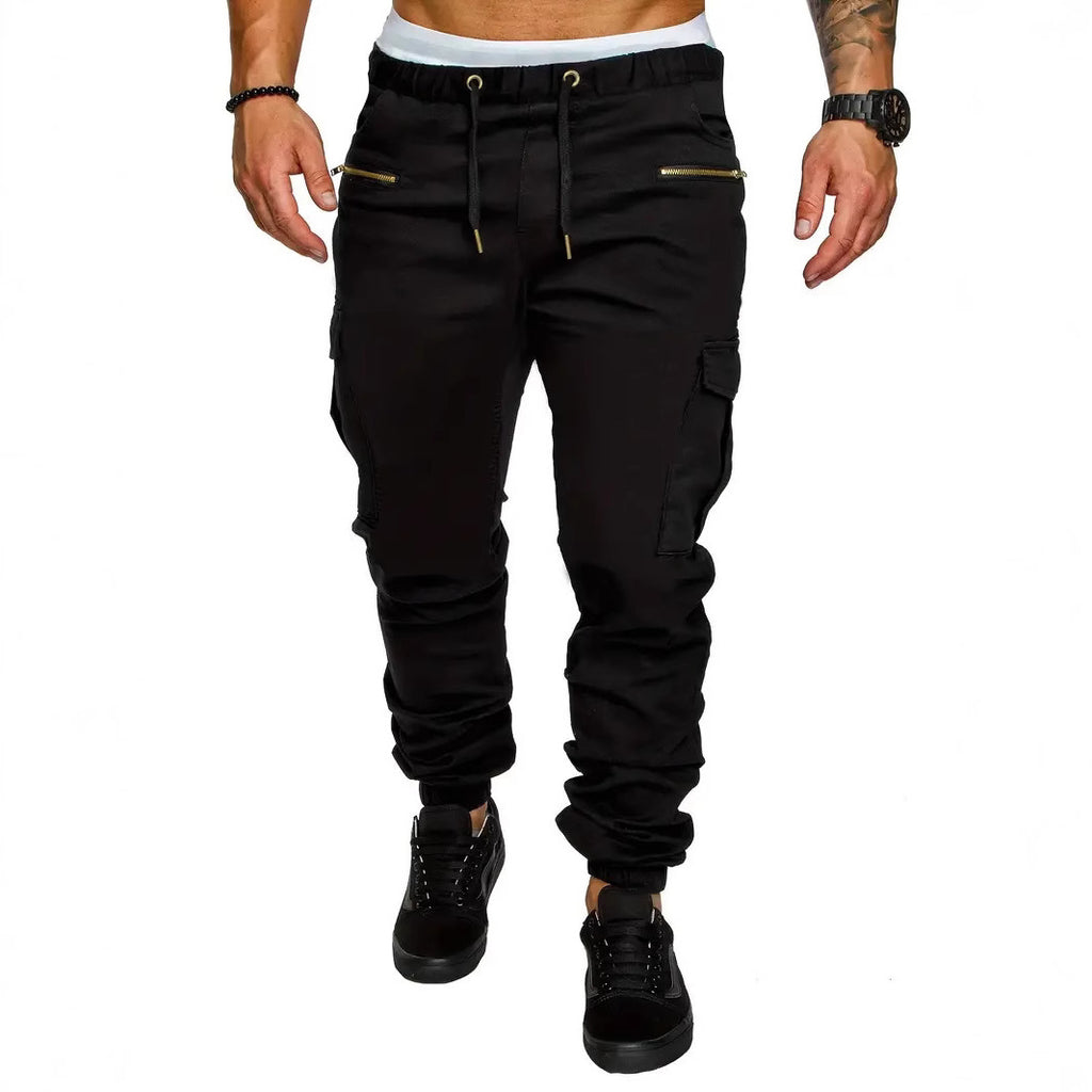 Pantalons de fret occasionnels multi-poches pour hommes avec des menottes