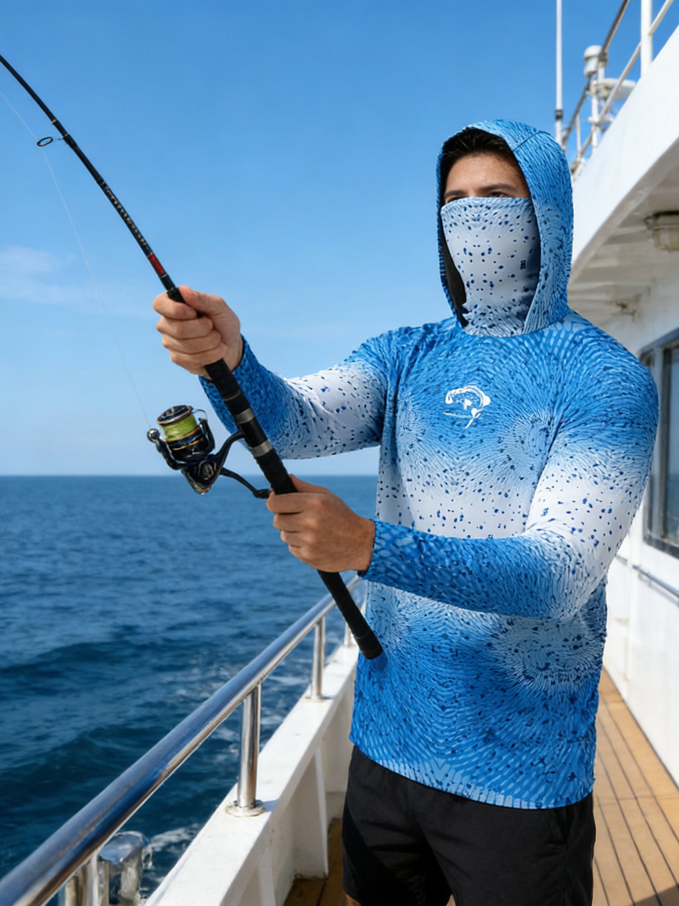 Pêche Hoodie UPF 50 anti UV voile chemise Surf couverture visage cou été hommes manches longues