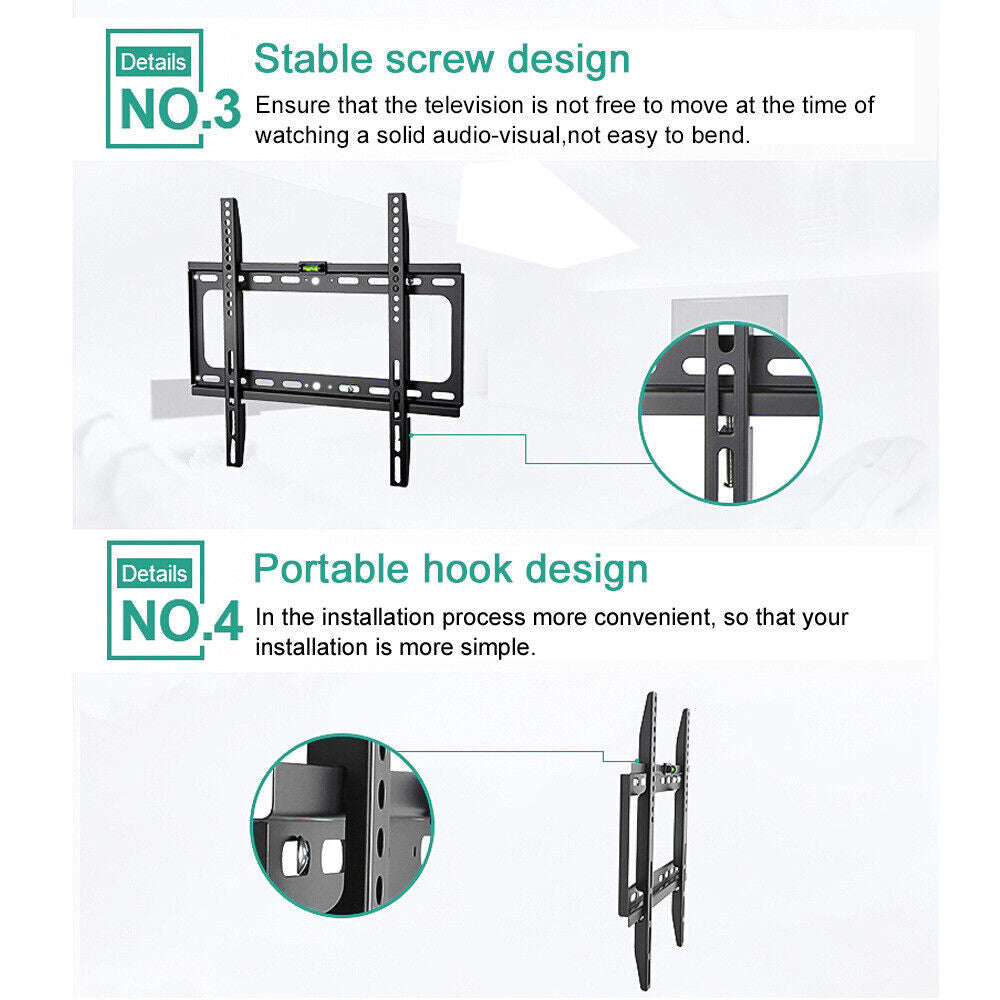 TV WALL BRACKET MOUNT SLIM POUR 26 30 32 40 42 50 63 INCH FLAT 3D LCD LED PLASMA
