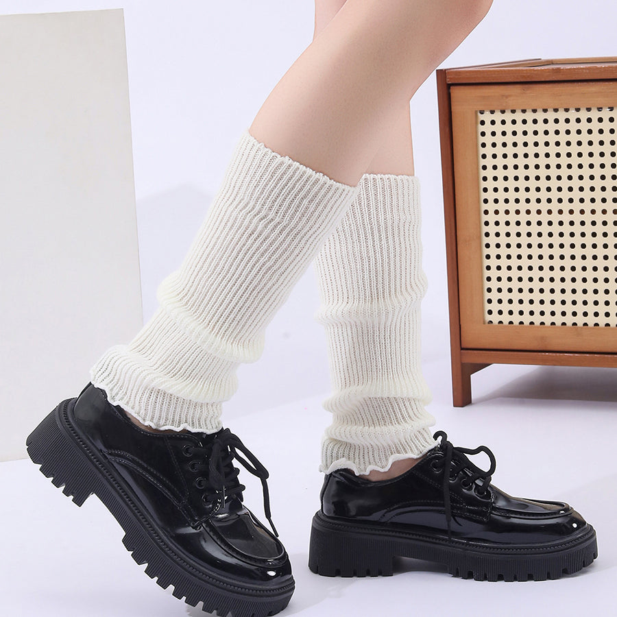 Hiver Mode Ribbed Knitted Vente Harajuku Neon Chaussettes longues Hiver Botte Gaiters Clubwear W