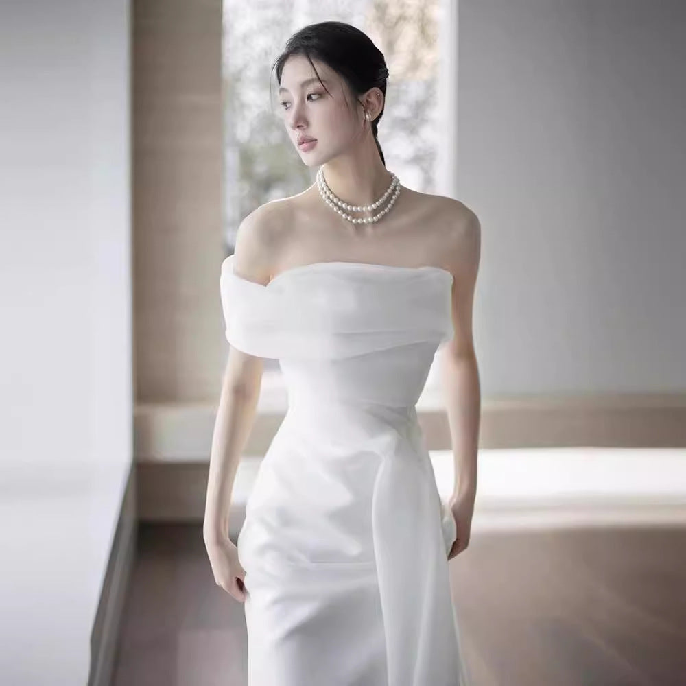 Robe de mariée légère française hors-épaule