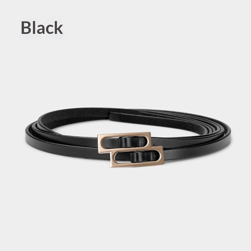 Ceinture en cuir casual rétro pour femmes avec double boucle
