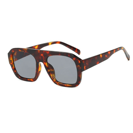 Lunettes de soleil carrées à grand cadre de pont simple