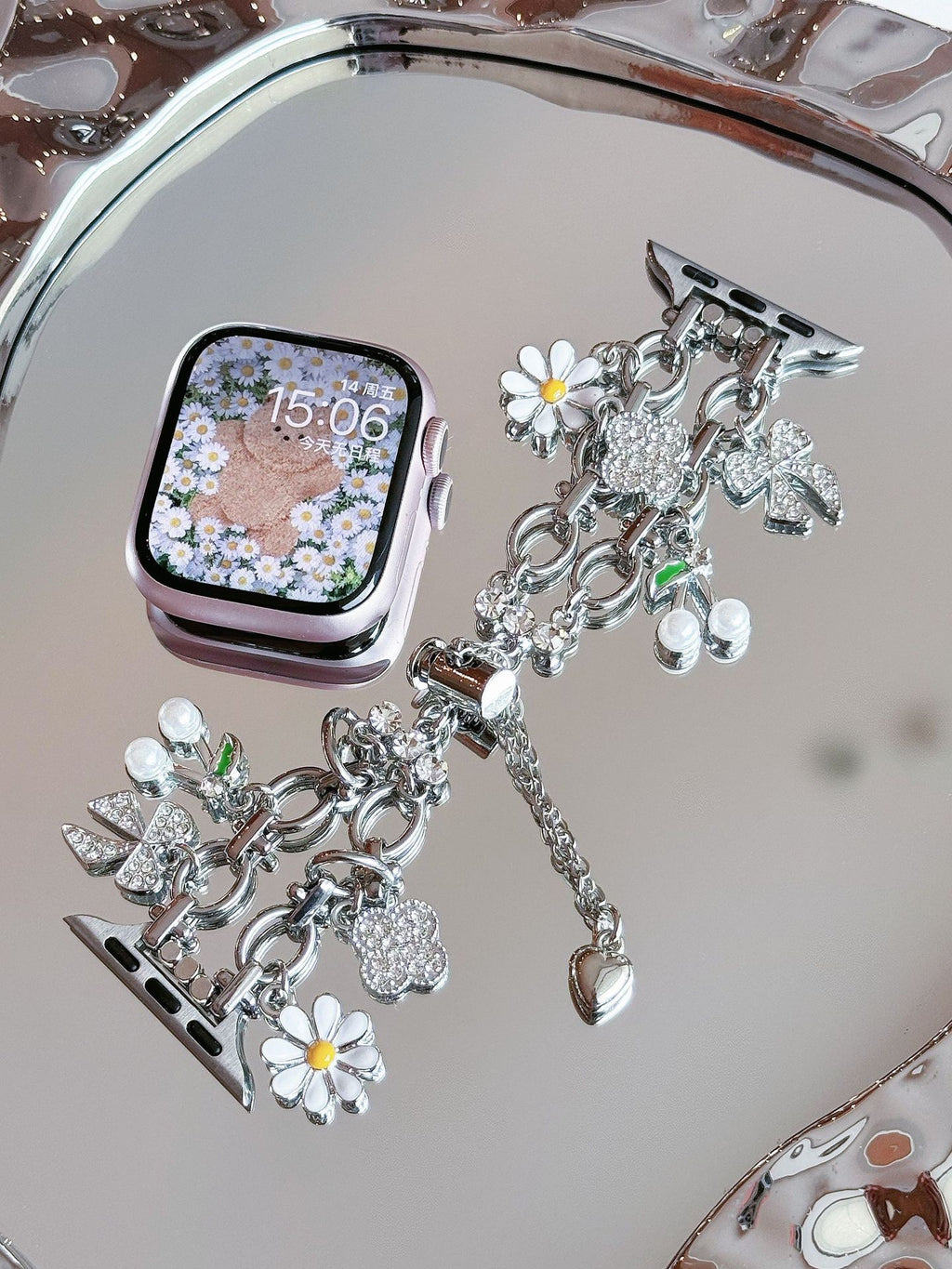 Bracelet de montre à papillon métallique