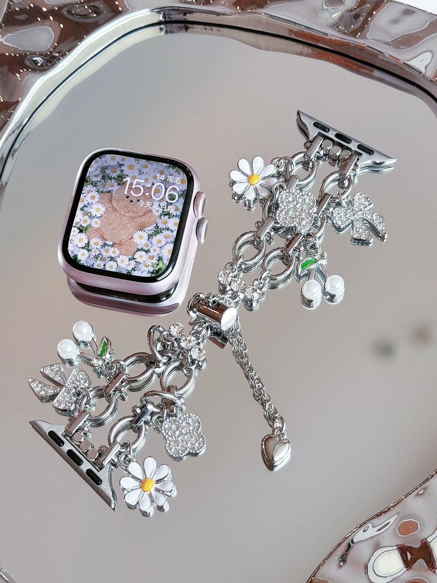 Bracelet de montre à papillon métallique
