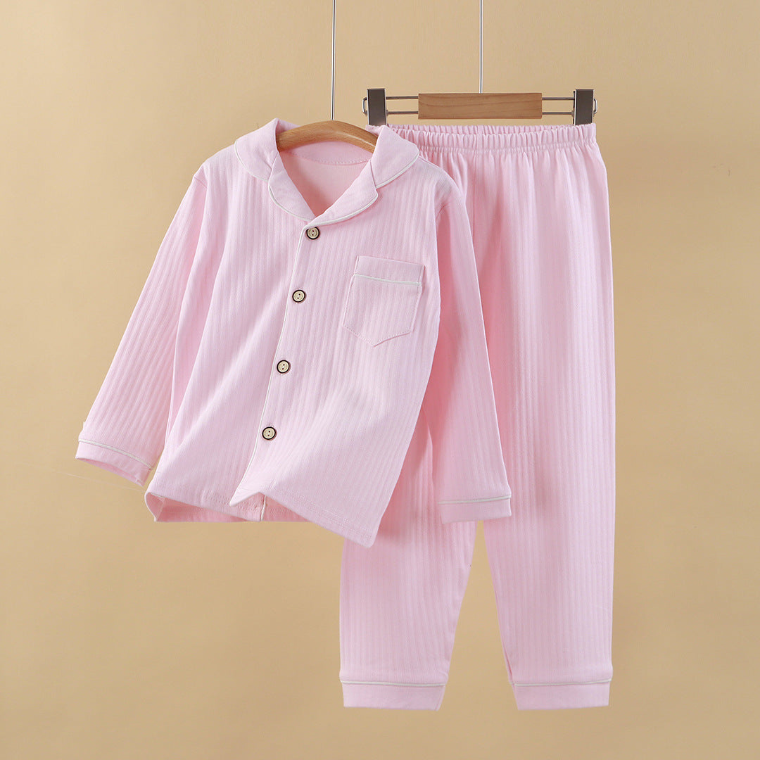 Parent-enfant Style pour enfants Pure coton Cardigan Accueil Vêtements Ensemble de couleur solide