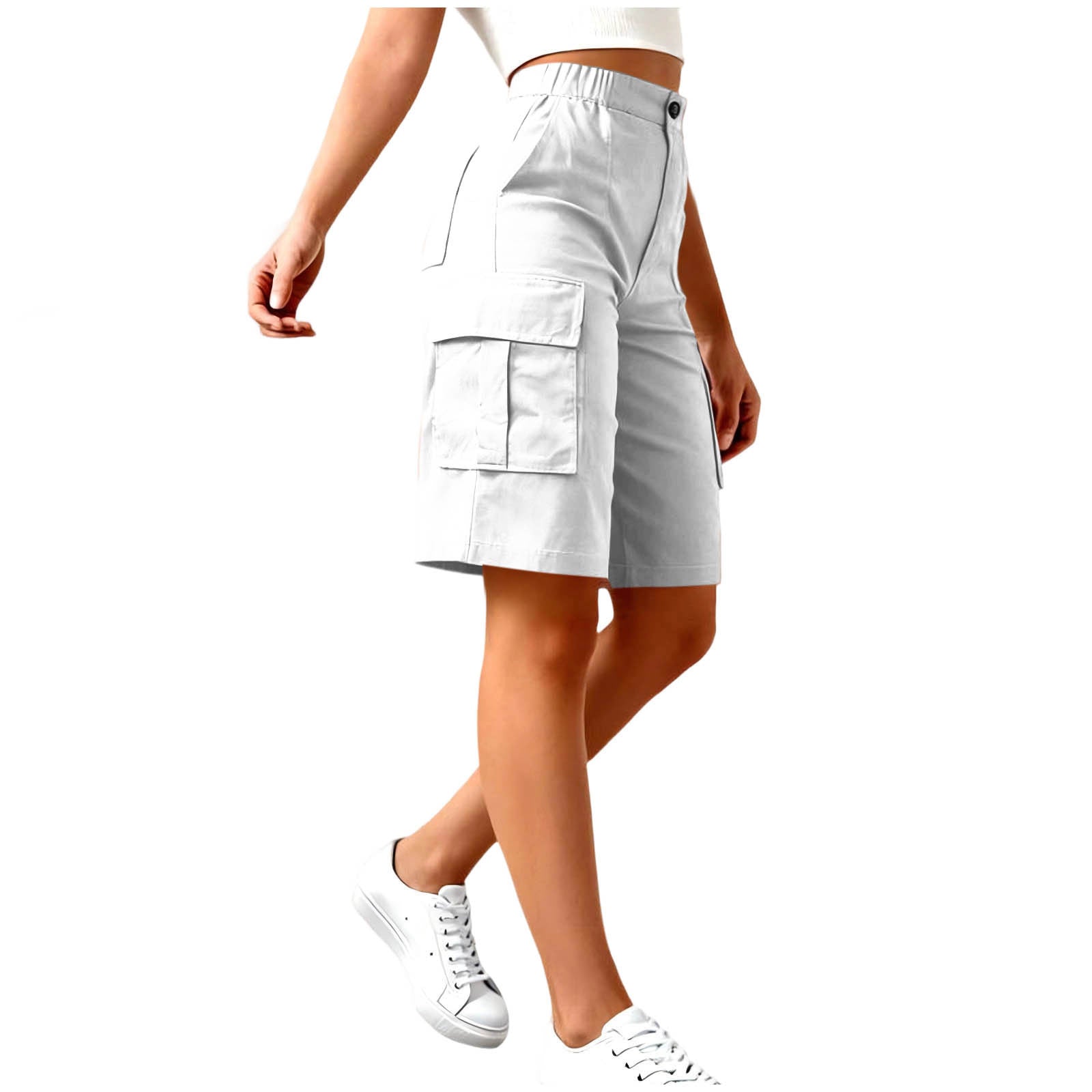 Shorts de fret haute taille pour femmes avec des poches multiples