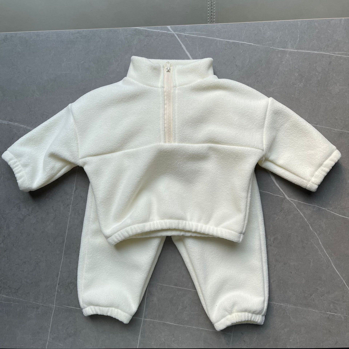 Bébé garçon et bébé fille polaire polaire demi zipper thermique ensemble deux-pièces