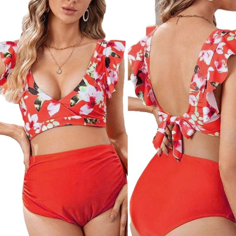 Maternité Ensemble de maillot de bain casual sans dos Halter à deux pièces