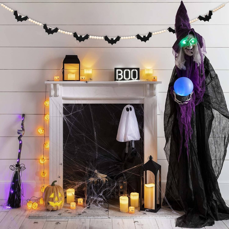 Halloween Wood & Felt Bat Garland 56 Décor de bannière de suspension intérieure pour cheminée Mantel
