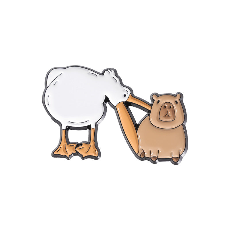 Broche d'insigne de peinture de style animal Capybara