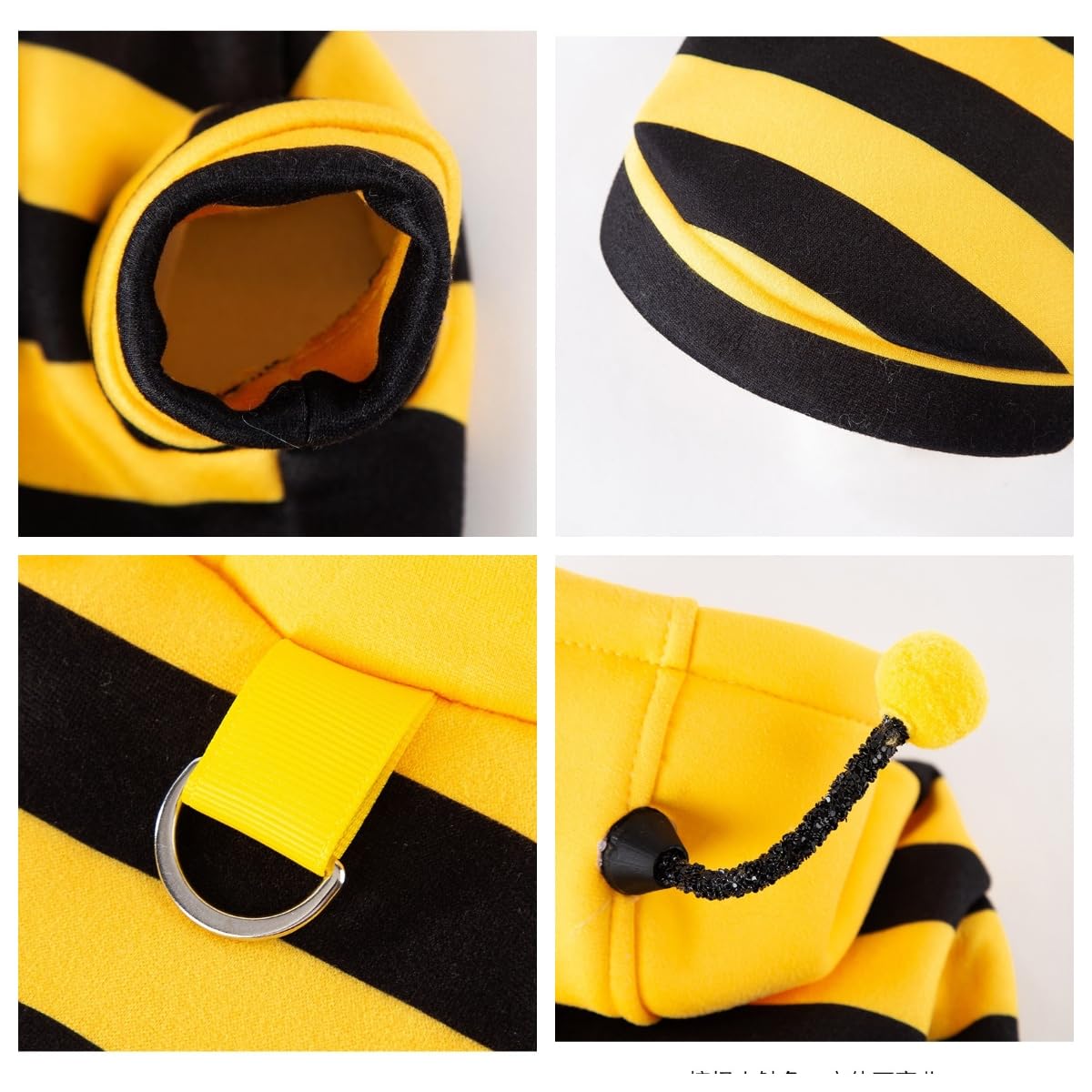 Costume d'abeille de chat mignon - Vêtements d'Halloween pour animaux Bumble Bee Cosplay Vêtements Antenne