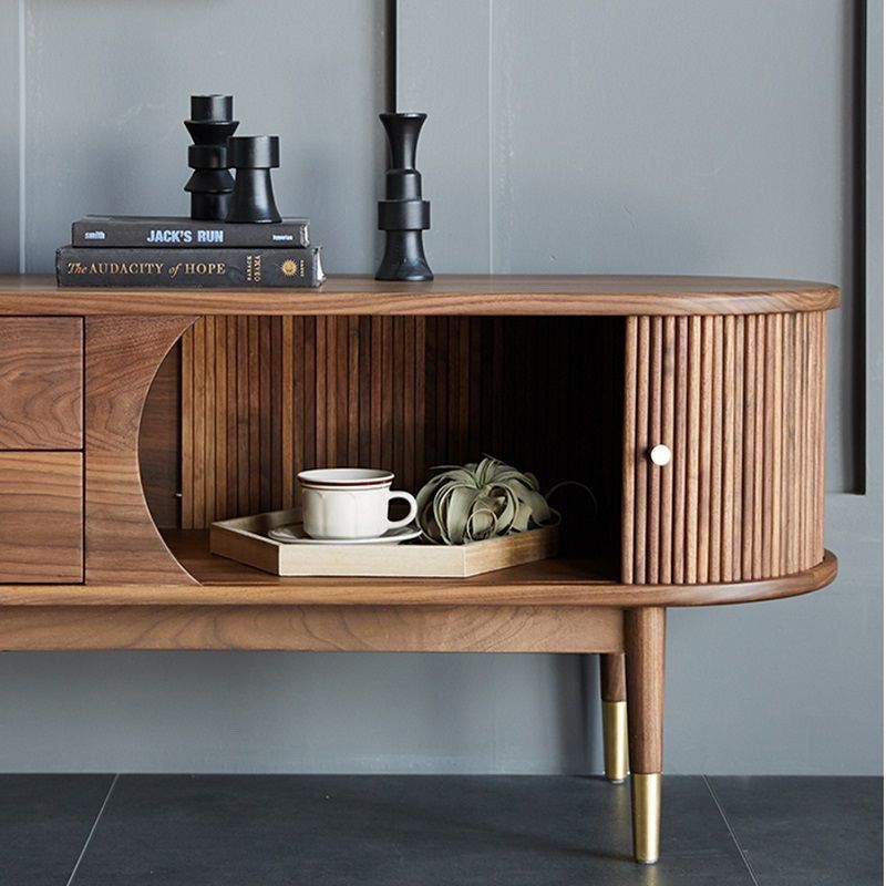 Nordic Solid Wood Tv Cabinet Black Walnut Simple Moderne Tv Retro Combinaison Salon H