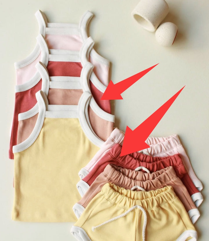 Bébé Summer Outfit Suspender Vest et shorts ensemble filles