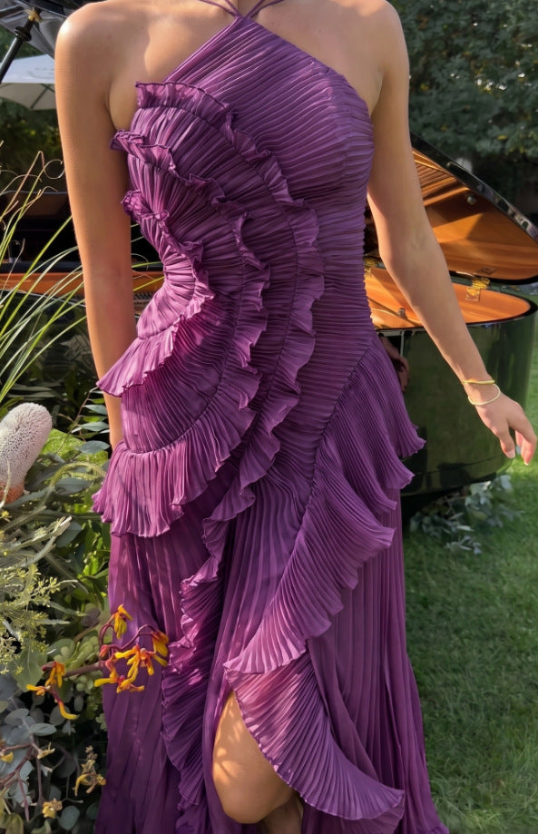 Robe sans dos sexy à col haltère pour femmes