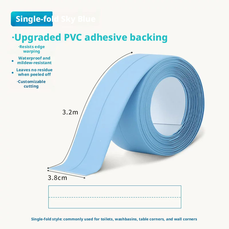 Bande de bord en PVC-bleu-pli simple 3,8cm large 3,2m/rouleau