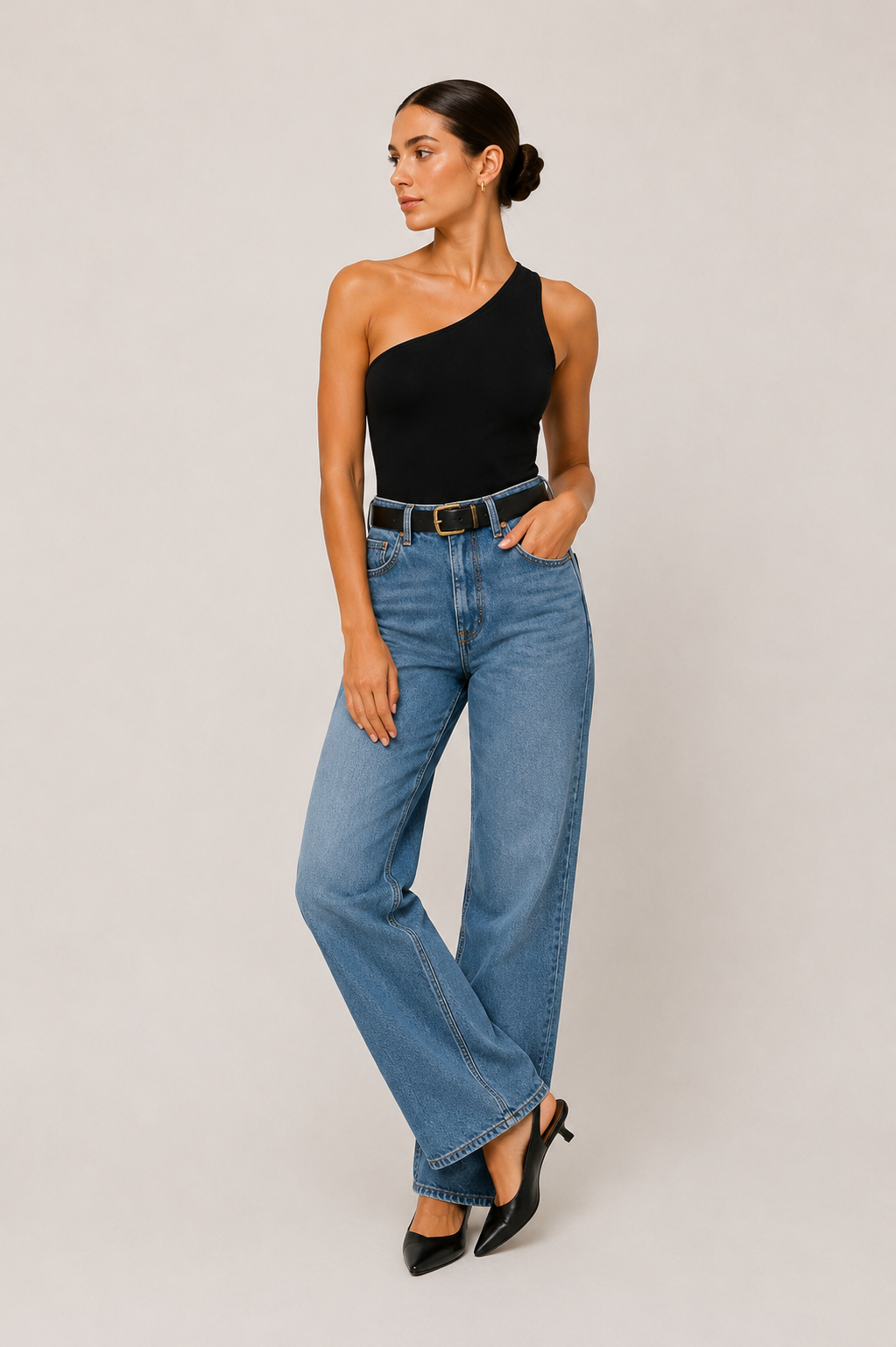 Bodysuit asymétrique à épaule unique sans manches pour femmes