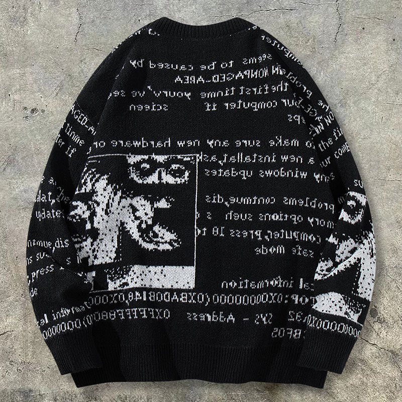 Mens Loose-fitting American-style All-over Empreinte de lettre Cardigan