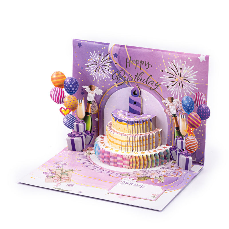 Musique de lumière Blowing 3d 3d Cake Carte de salutation