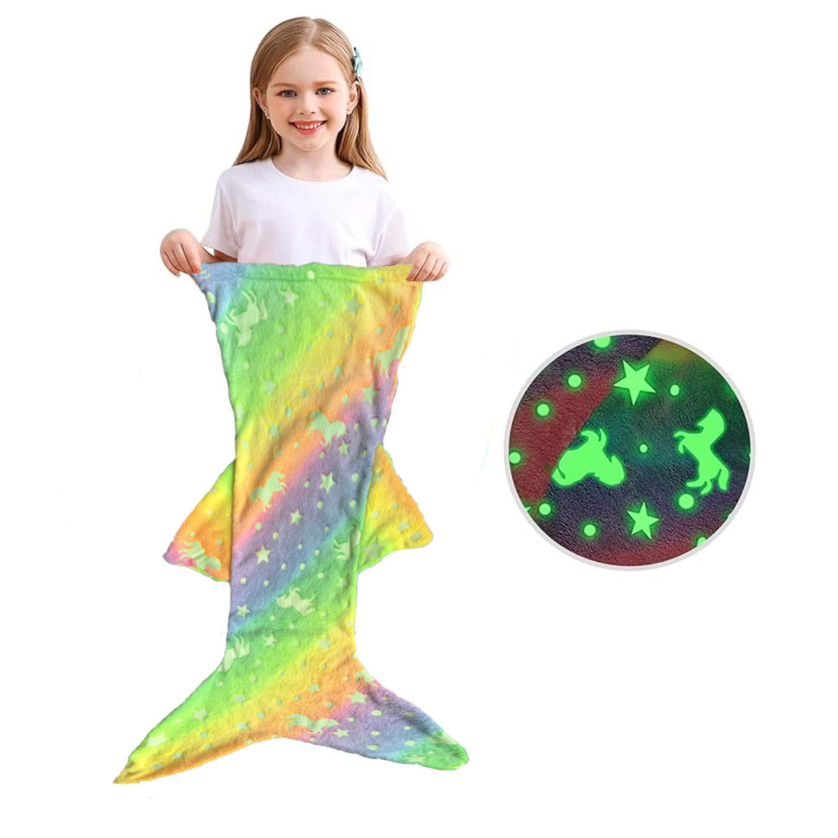 Sirène pour enfants Sac de couchage lumineux Couverture de couchage double face