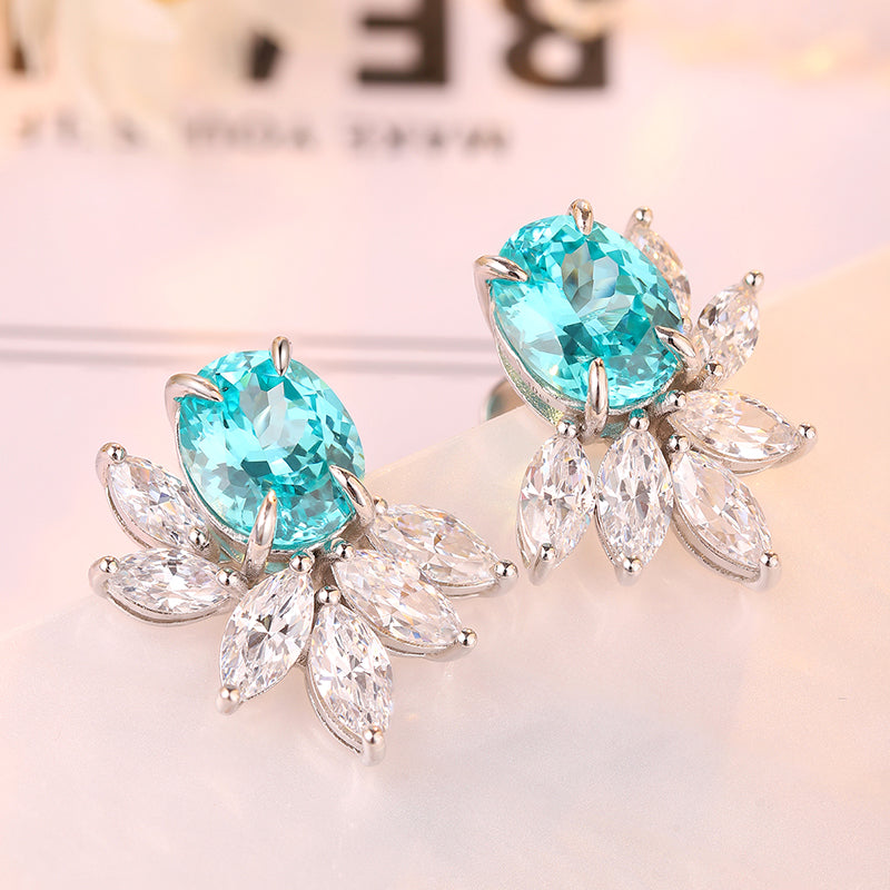 S925 Argent 7.3g Lab créé Boucles d'oreilles Gemme