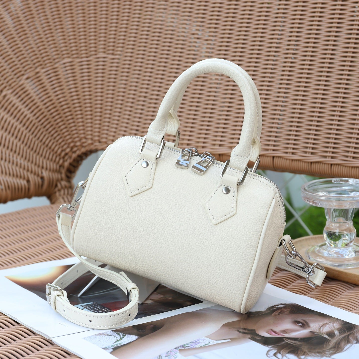 Sac pour femmes en cuir à grains supérieurs