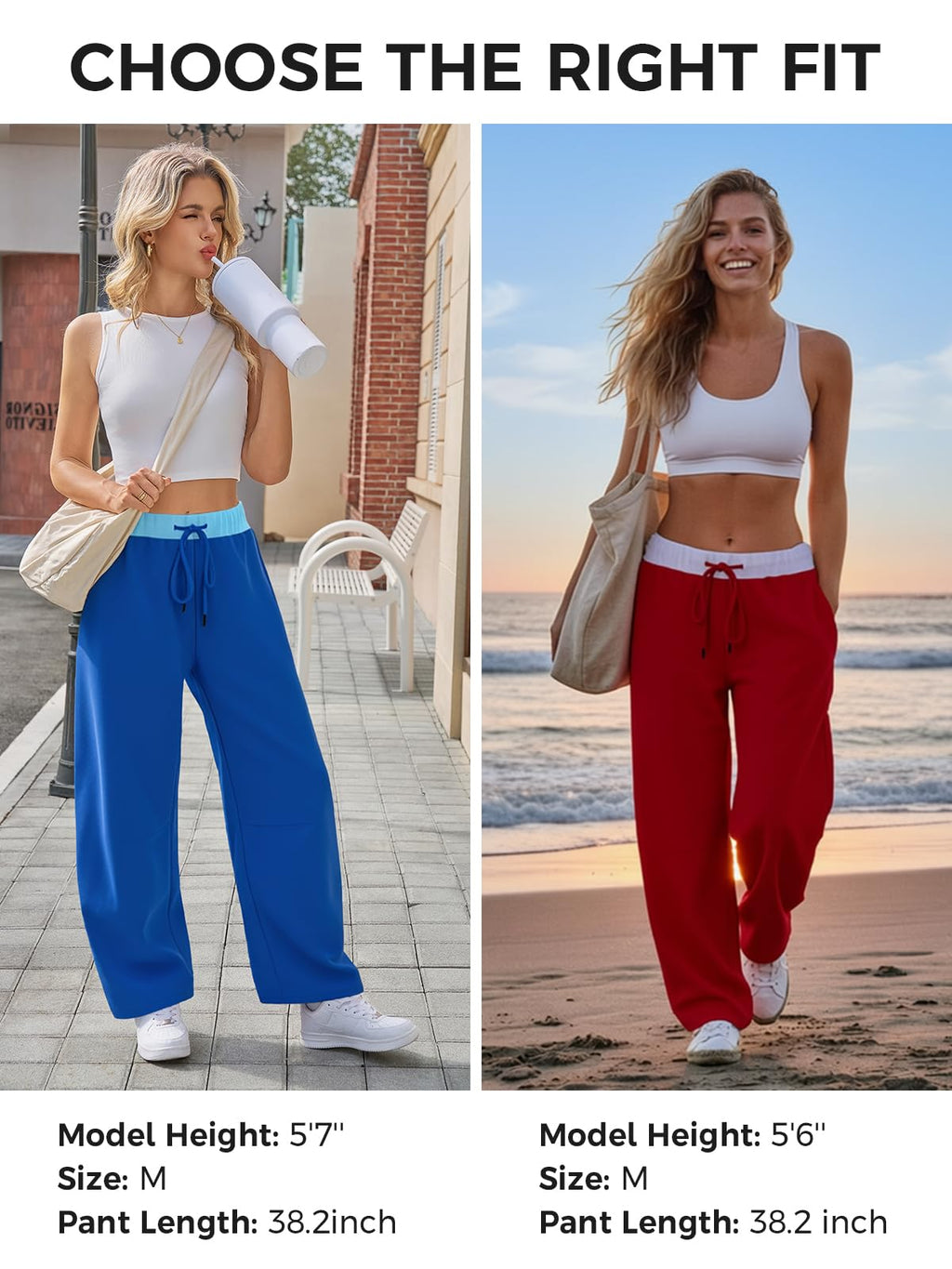 Fisoew femmes large jambes sweatpants Baggy cordon drawstring élastique Waisted Travel Pants Colo