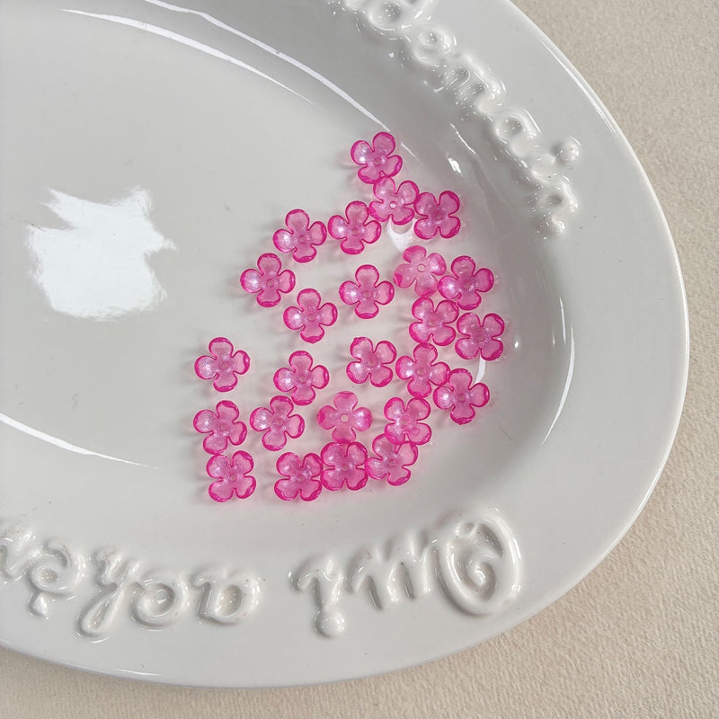 Perles de fleurs acryliques 4-Petal avec fines paillettes