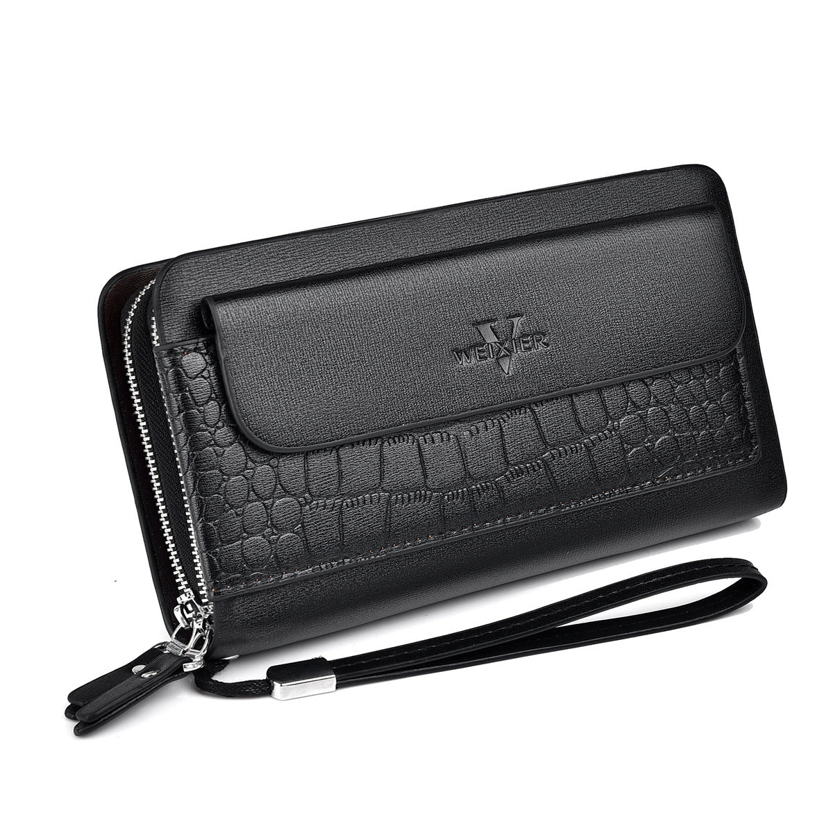 Retro multiples fentes de cartes Double Zip Wallet Hommes
