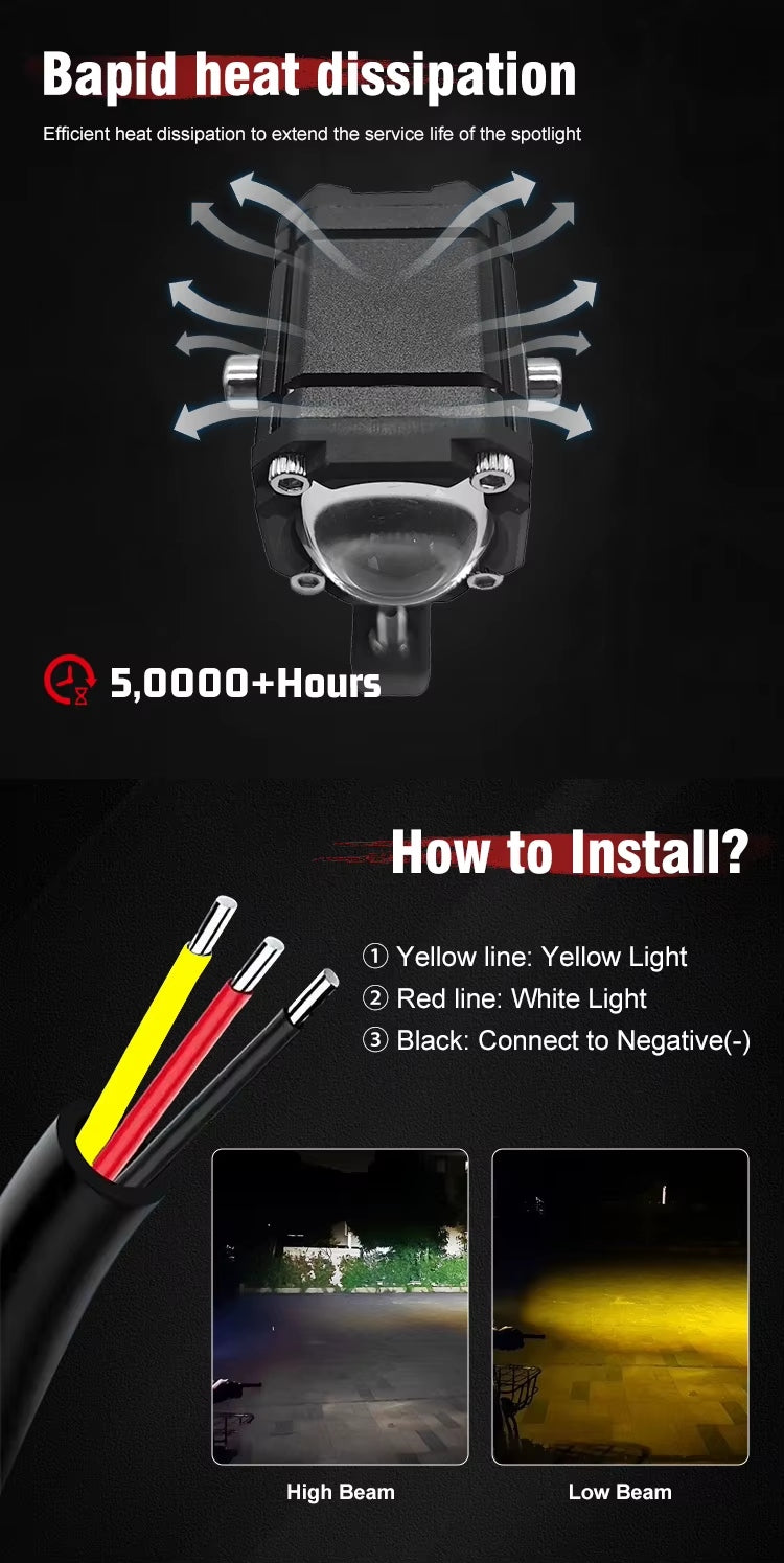2pcs M5 Spotlight Ultra lumineux LED feux de brouillard