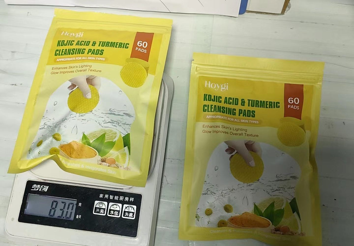 HOYGI Plaquettes de nettoyage du visage en curcuma et en acide Kojic
