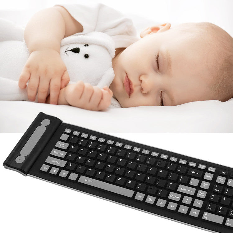 2.4G sans fil Mute Waterproof pliant silicone doux 107 clavier