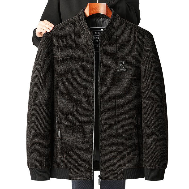 Veste casual homme pour personnes d'âge moyen et âgées Printemps Automne Loose Fit Solid Color