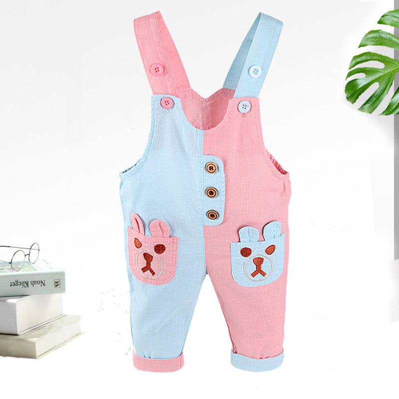 Fashion Couleur Matching bébé Mandarin seul dents Pantalons de canard Mince