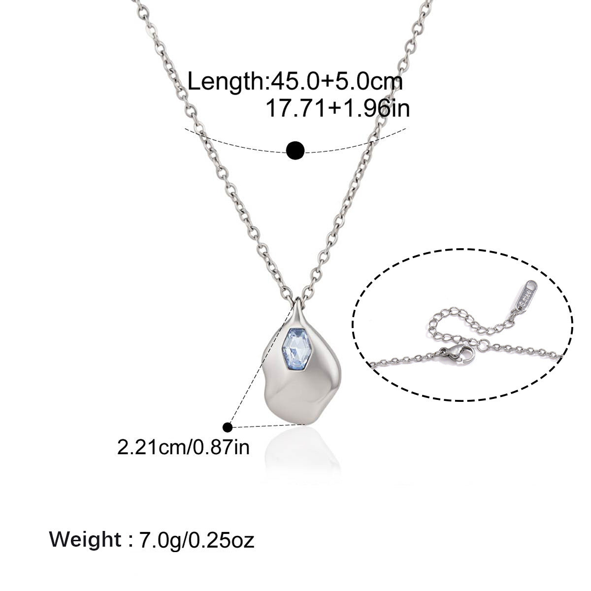 Collier en acier de titane Zircon coloré avec une sensation de luxe légère