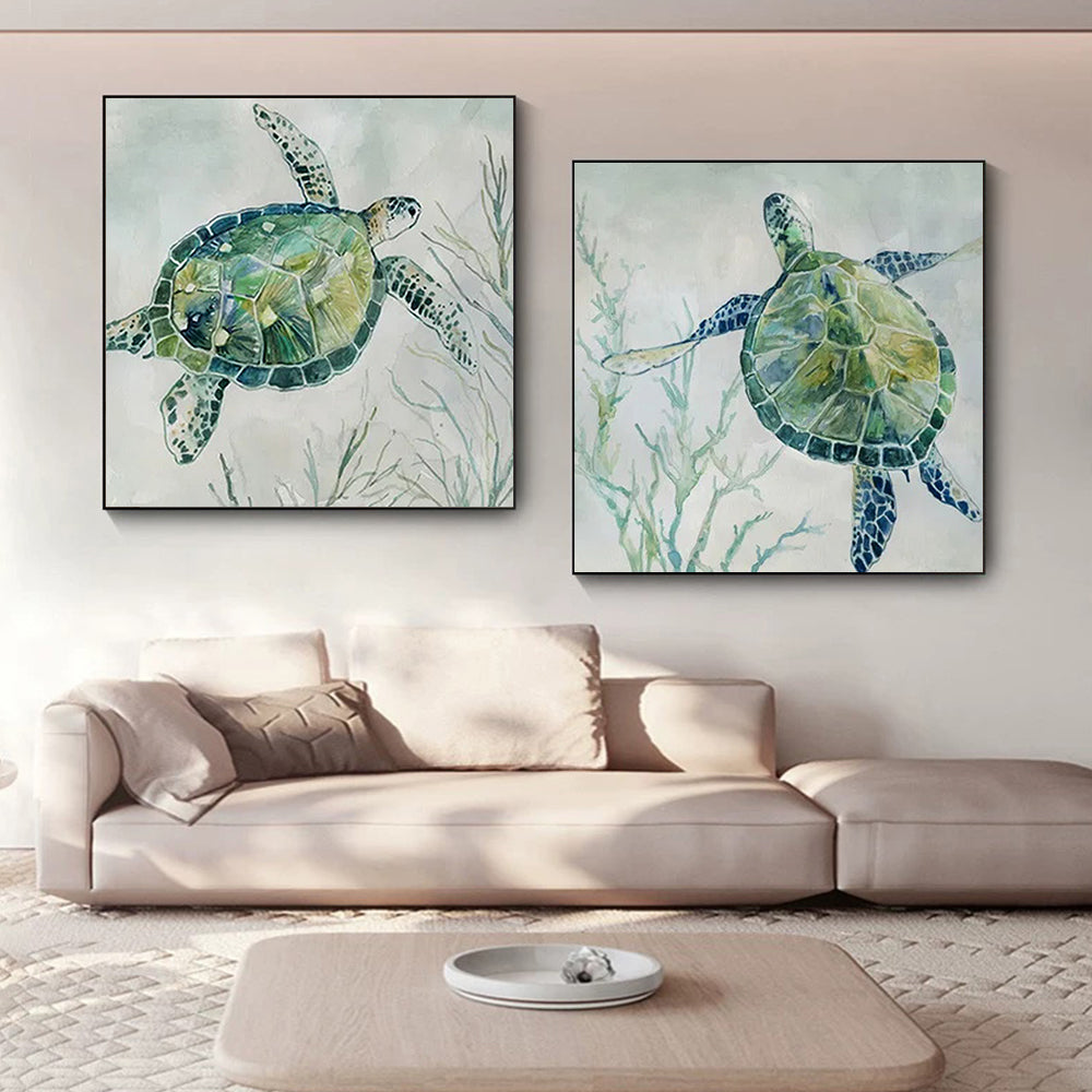 Peinture en toile de tortue Affiche d'art murale