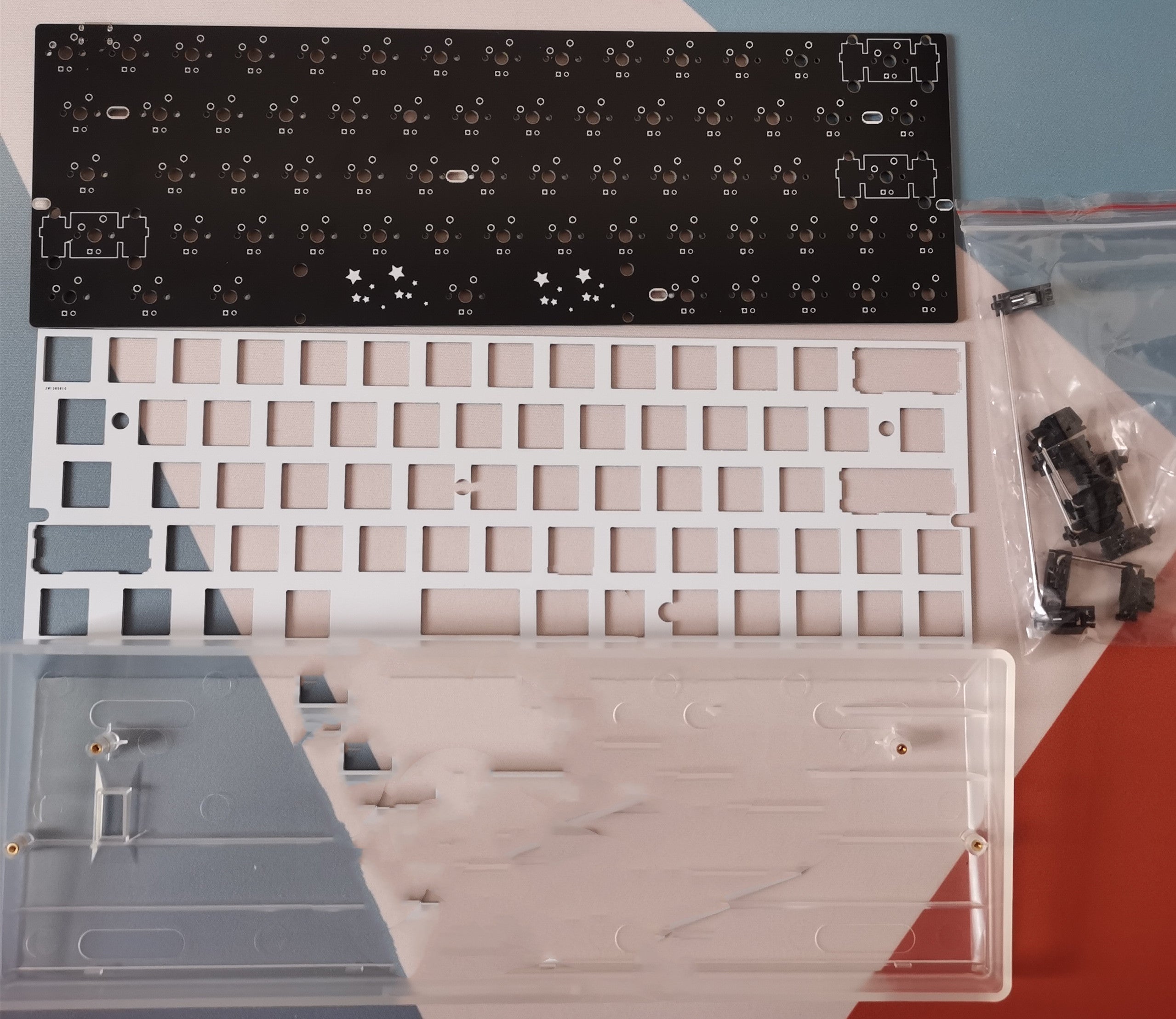 Kit de clavier mécanique personnalisé à gauche 64 plaque de positionnement en fibre de verre RGB