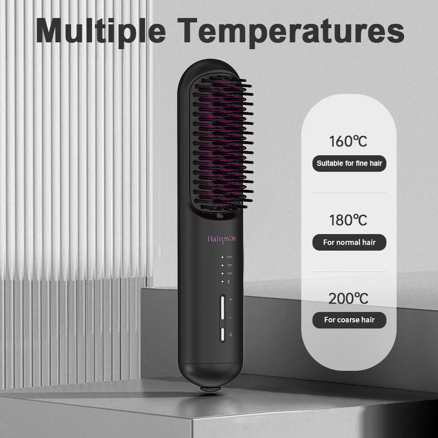 Portable USB sans fil rechargeable hommes barbe brosse de redresseur de cheveux sans fil Mini 2 en 1