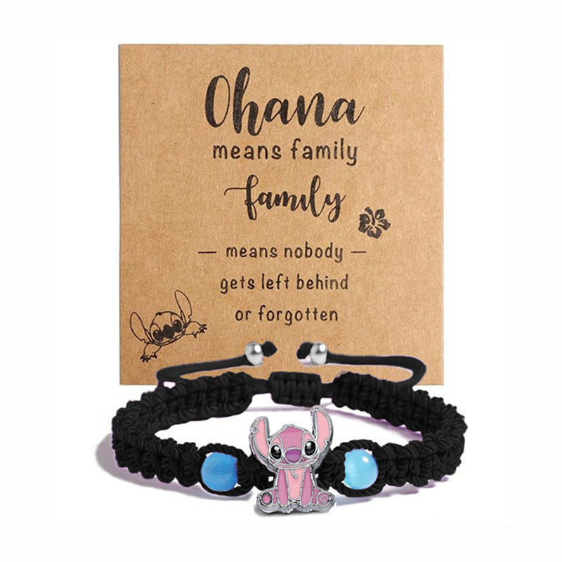 Bleu mignon Alien Cartoon caractère bracelet tissé à la main cordon tressé à la main pour un