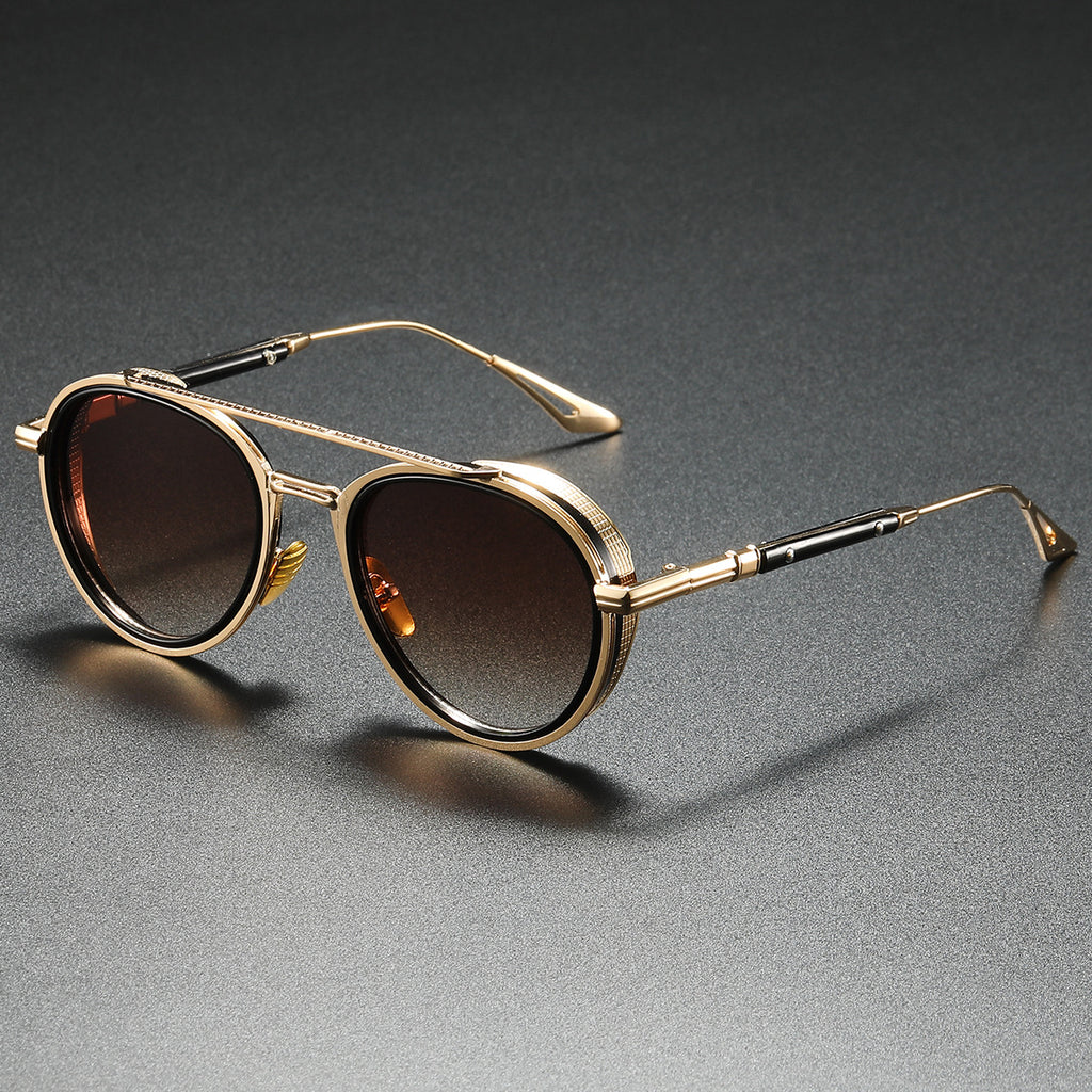 Lunettes de soleil ovales Retro Double Lunettes de mode Beam
