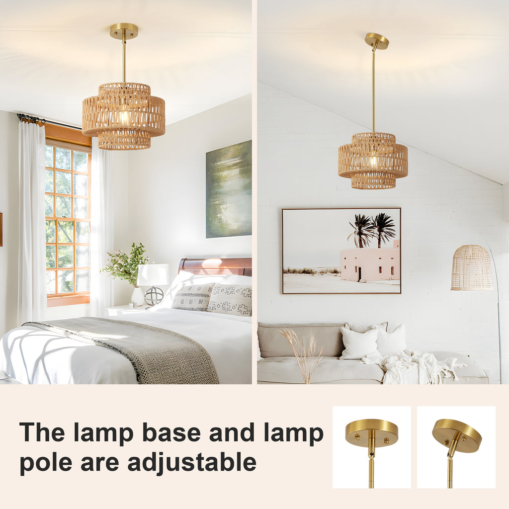 12.6 en Boho Rattan Chandelier luminaire